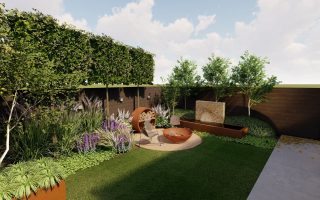 Warme tuin met cortenstaal